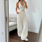 Women's Crop Top and Wide-Leg Pants Set
