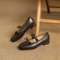Women's Ballet Flats with Bow Detail and Leather Upper