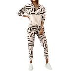 Women's Two-Piece Set with Printed Top and Tailored Trousers