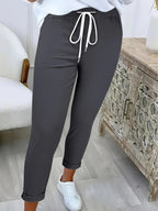 Women's Casual Pants with Elastic Waistband and Drawstring