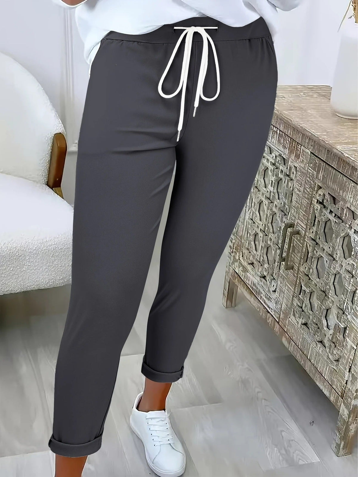 Women's Casual Pants with Elastic Waistband and Drawstring