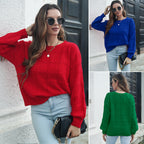 Women's Chic Knit Sweater with Textured Wave Pattern