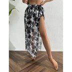 Women's Sheer Maxi Skirt with Tropical Palm Print