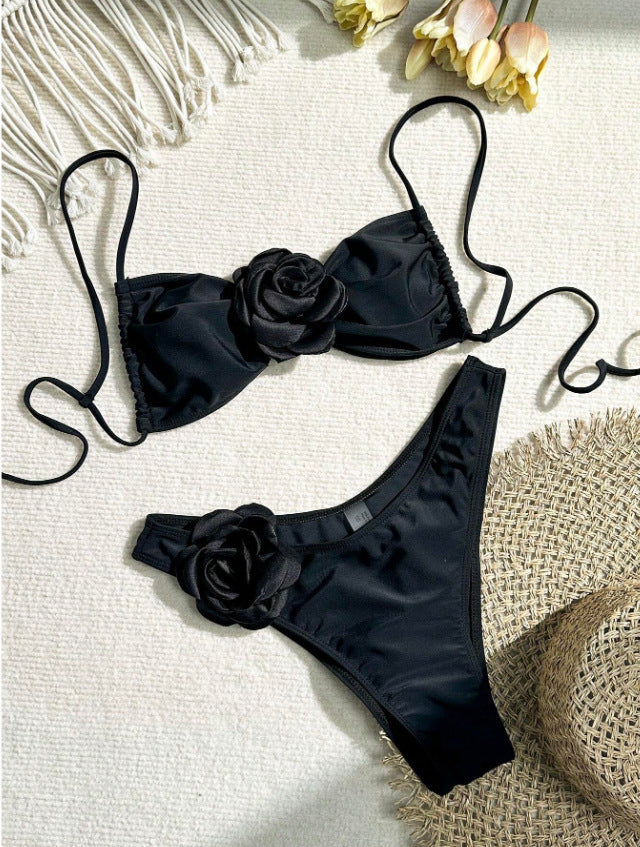 Women's Bandeau Bikini with Floral Details
