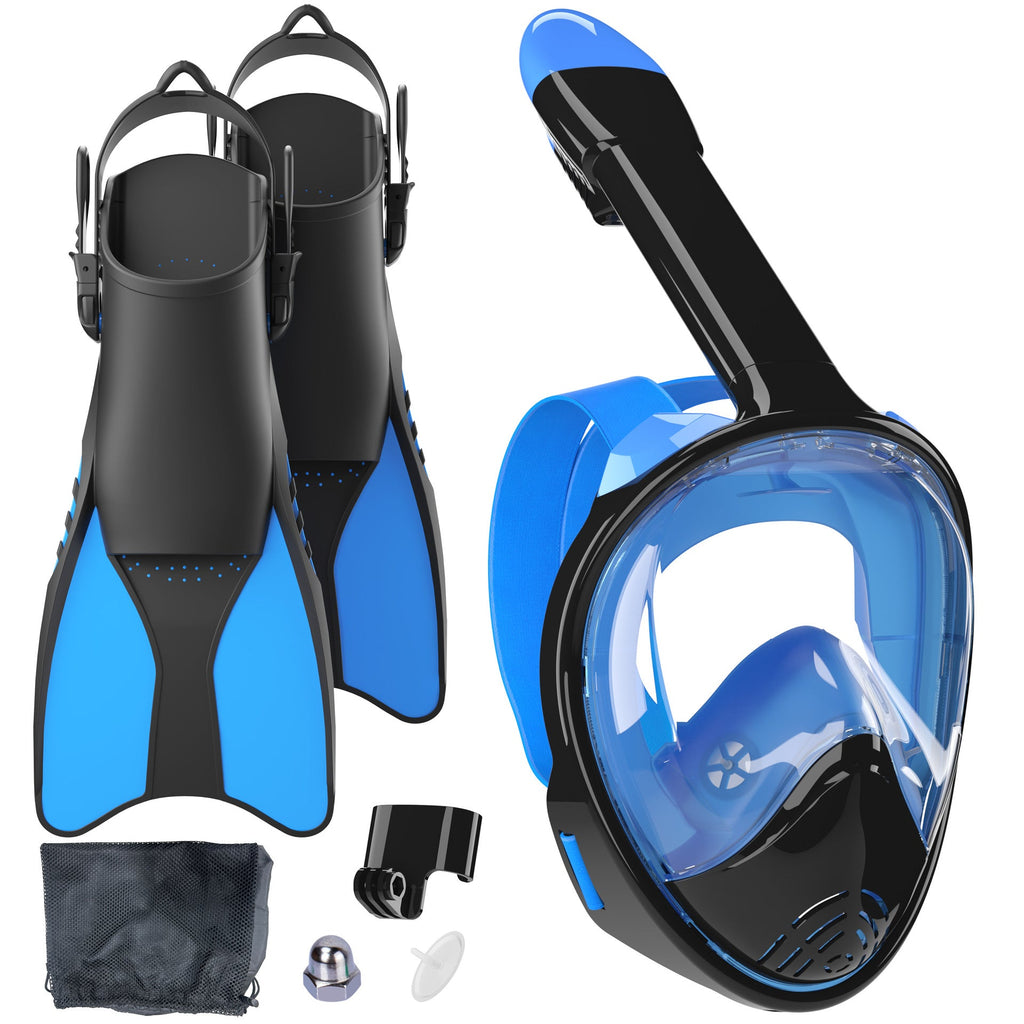 Snorkel set with full face mask and high-quality fins