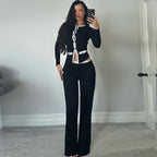 Women's Elegant Knit Set with Refined Button Design
