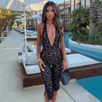 Elegant Lace Jumpsuit with Deep V-Neck and Side Slits