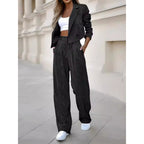 Women's Fashionable Plaid Blazer with Matching Soft Trousers