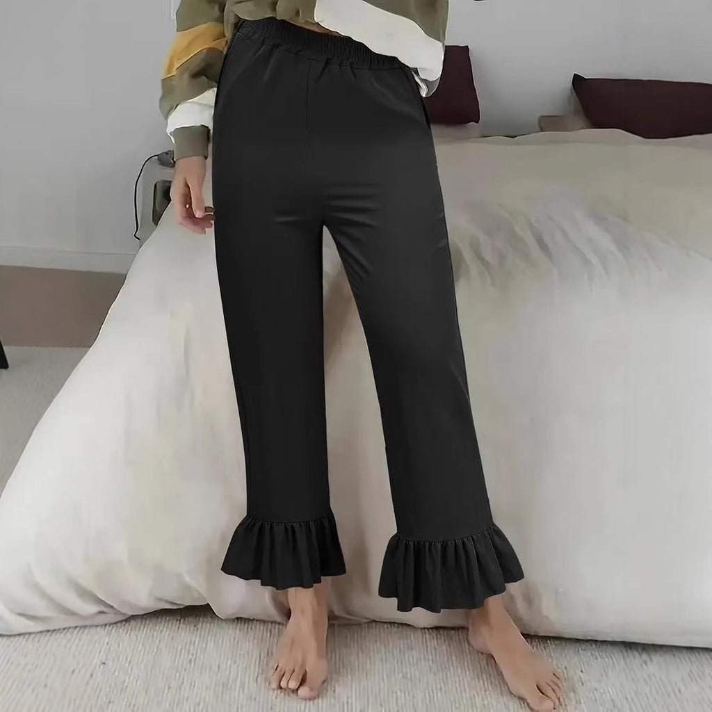 Women's Casual Pants with Ruffle Hems