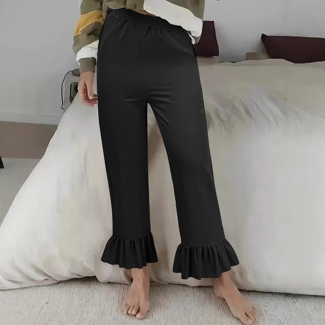 Women's Casual Pants with Ruffle Hems