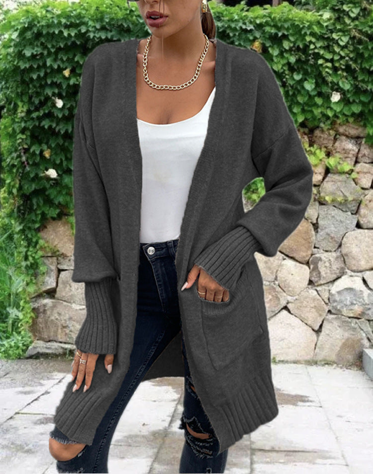 Casual Open-Side Cardigan with Deep Pockets