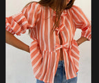 Women's Blouse with Ruffle Details and Button Opening