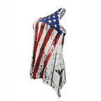 Women's Sleeveless Asymmetrical Flag Print Top