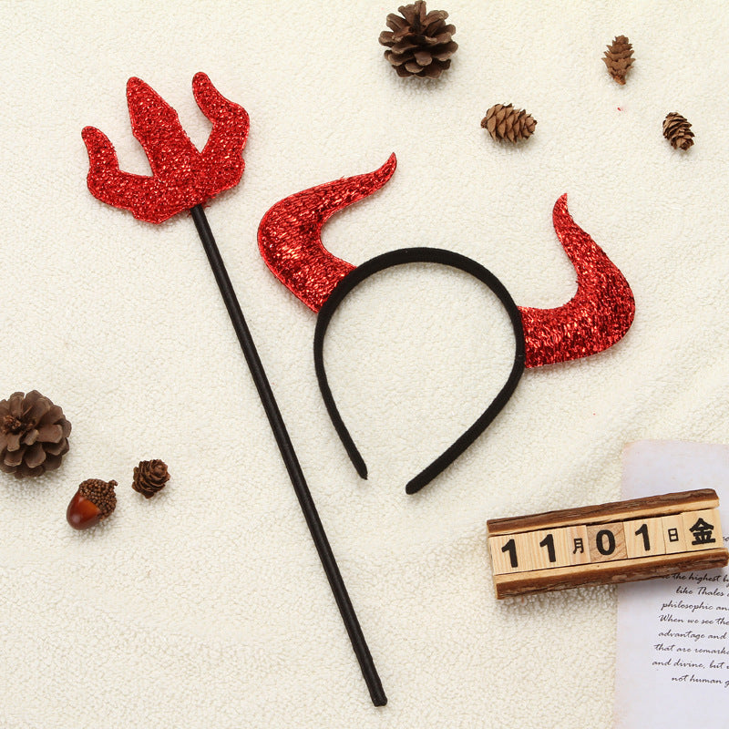 Devil's Headband with Glitter and Horns