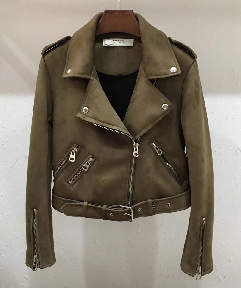 Women's High-Quality Suede Biker Jacket with Stylish Zipper Details