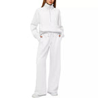 Women's Casual Sweatpants Suit with High Collar and Kangaroo Pocket