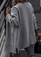 Women's Cozy Knit Cardigan with Relaxed Silhouette and Pockets