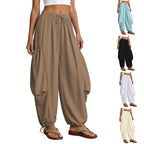 Women's Comfortable Casual Pants with Oversized Pockets and Elastic Waistband