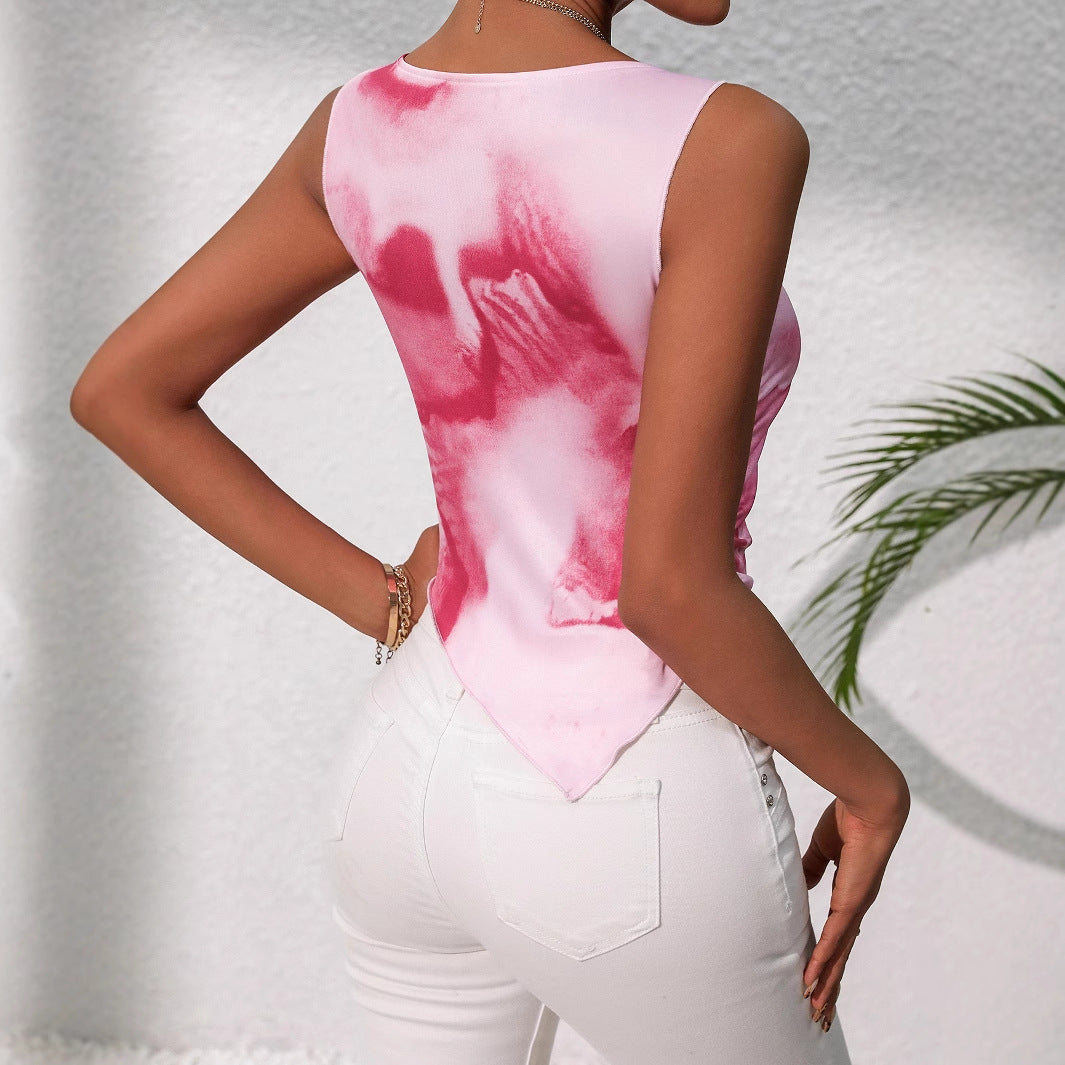 Women's Sleeveless Top with Draped Design