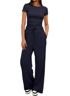 Women's Comfortable Leisure Set with Elastic Waist and Cozy Top