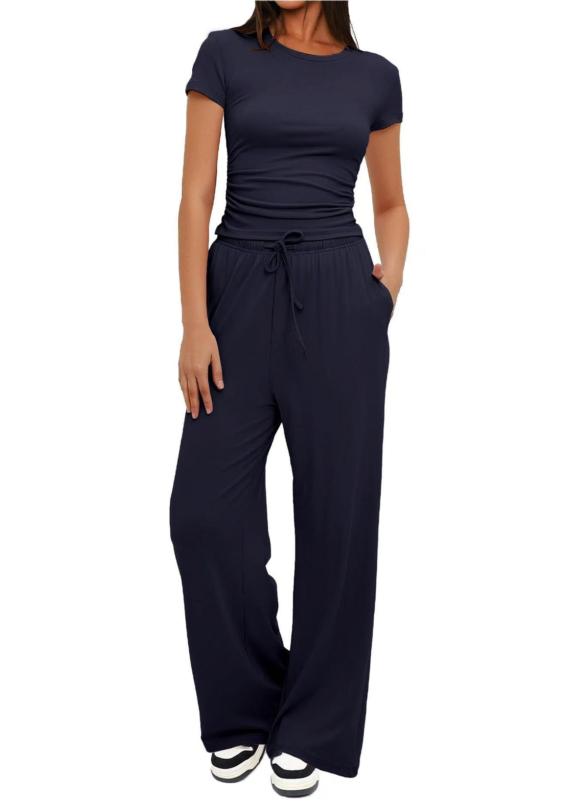 Women's Comfortable Leisure Set with Elastic Waist and Cozy Top