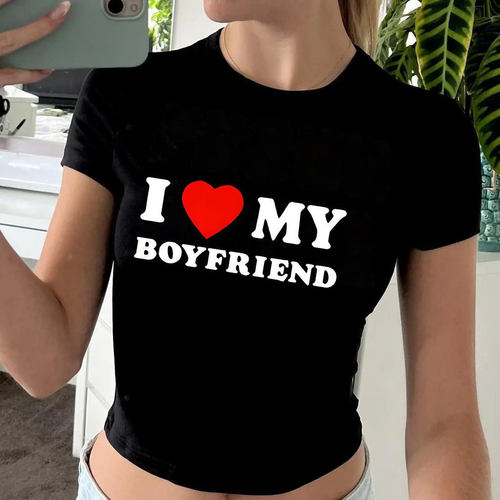 Women's Lips Print Crop T-Shirt