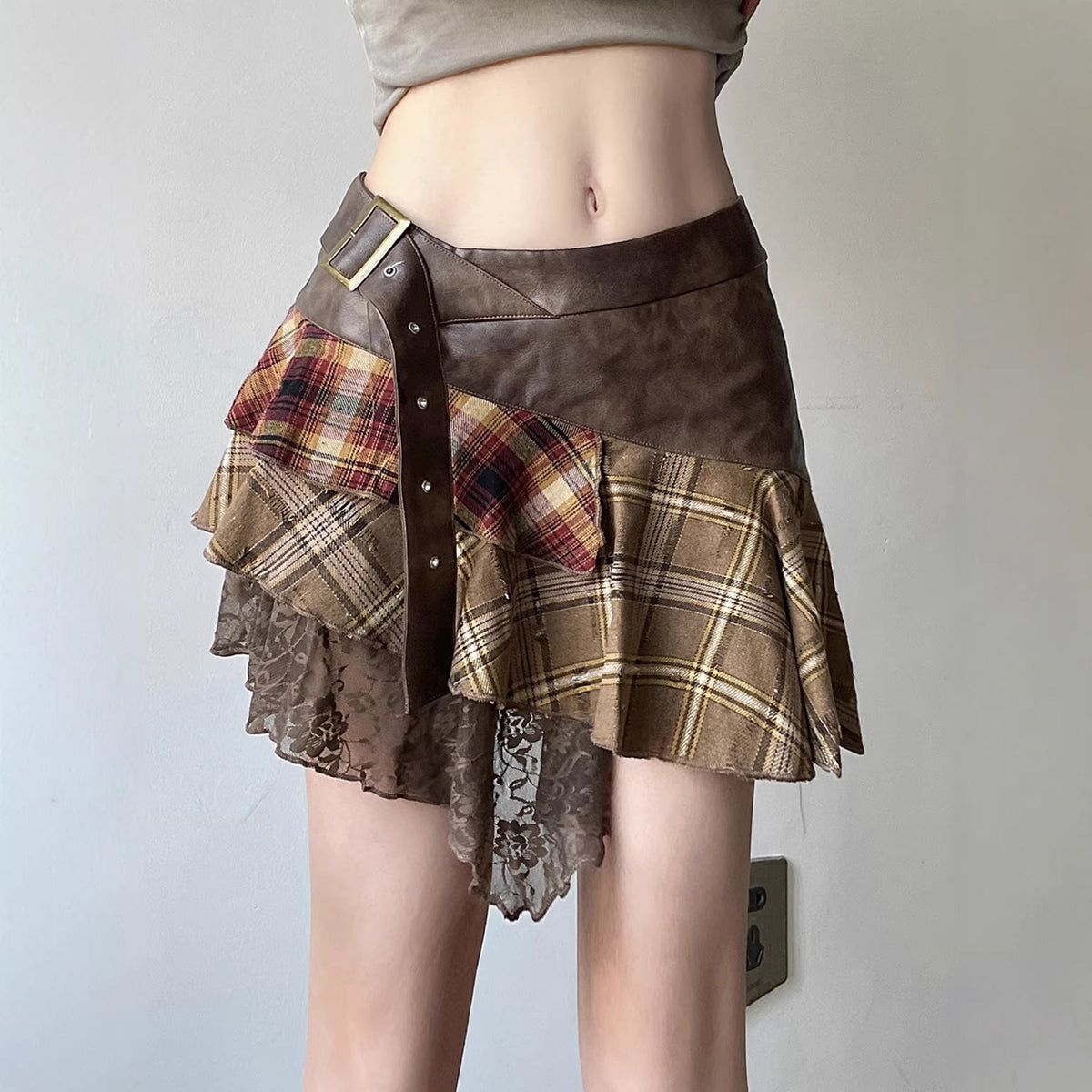 Women's Asymmetrical Wrap Skirt with Ruffle Details