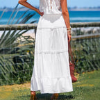 Women's Maxi Skirt with Voluminous Ruffle and Elastic Waistband