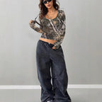 Women's Camouflage Long-Sleeve V-Neck Shirt
