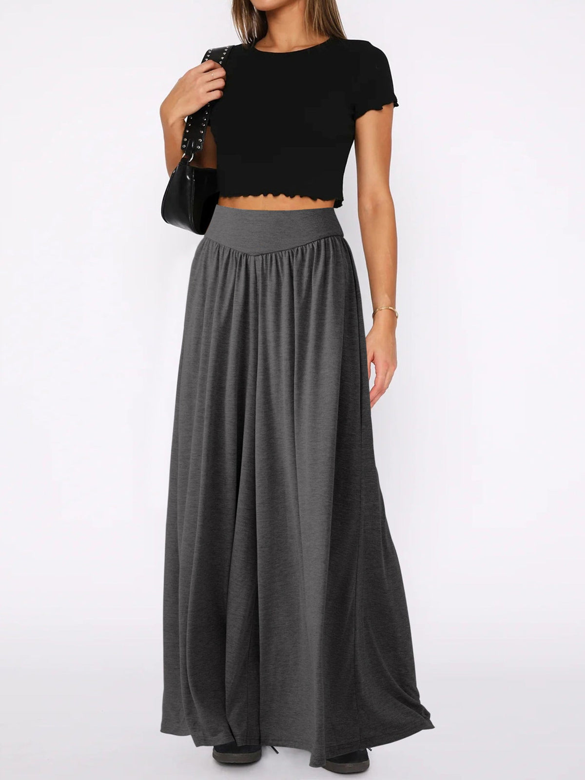 Women's Maxi Skirt with Elastic Waistband and Flowing Cut