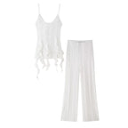 Women's Elegant Palazzo Pants with Floral Lace Pattern
