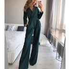 Elegant Jumpsuit with Long Legs and Classic Collar