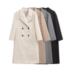 Elegant Plus Size Double-Breasted Wool Coat