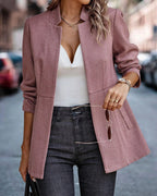 Women's Elegant Houndstooth Blazer with Tailored Cut