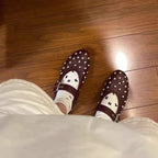 Women's Ballet Flats with Decorative Studs and Elegant Buckle Closure