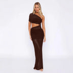 Women's Asymmetric Wrap Dress with Refined Ruffles