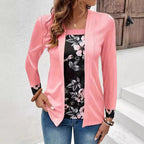 Women's Elegant and Casual Long Jacket with Floral Design