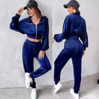 Women's Casual Sport Suit with Elastic Waistband and Pockets