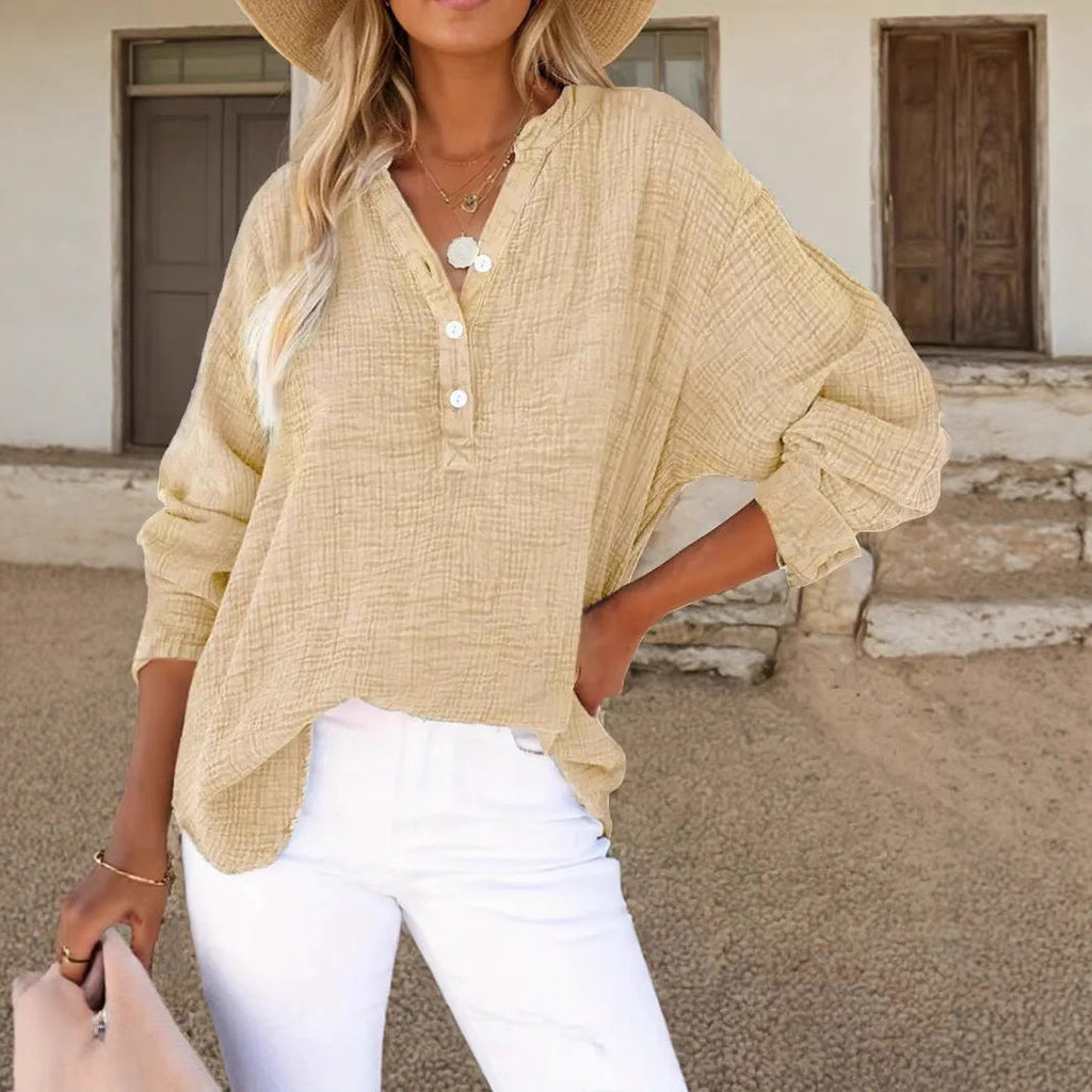 Casual Cotton Button-Down Blouse