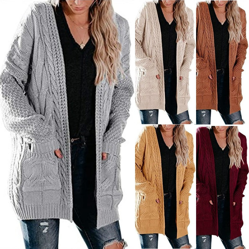 Women's Chunky Knit Cardigan with Pockets