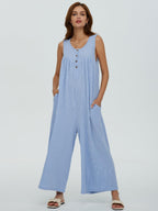 Women's Airy Jumpsuit with Button Details and Pockets