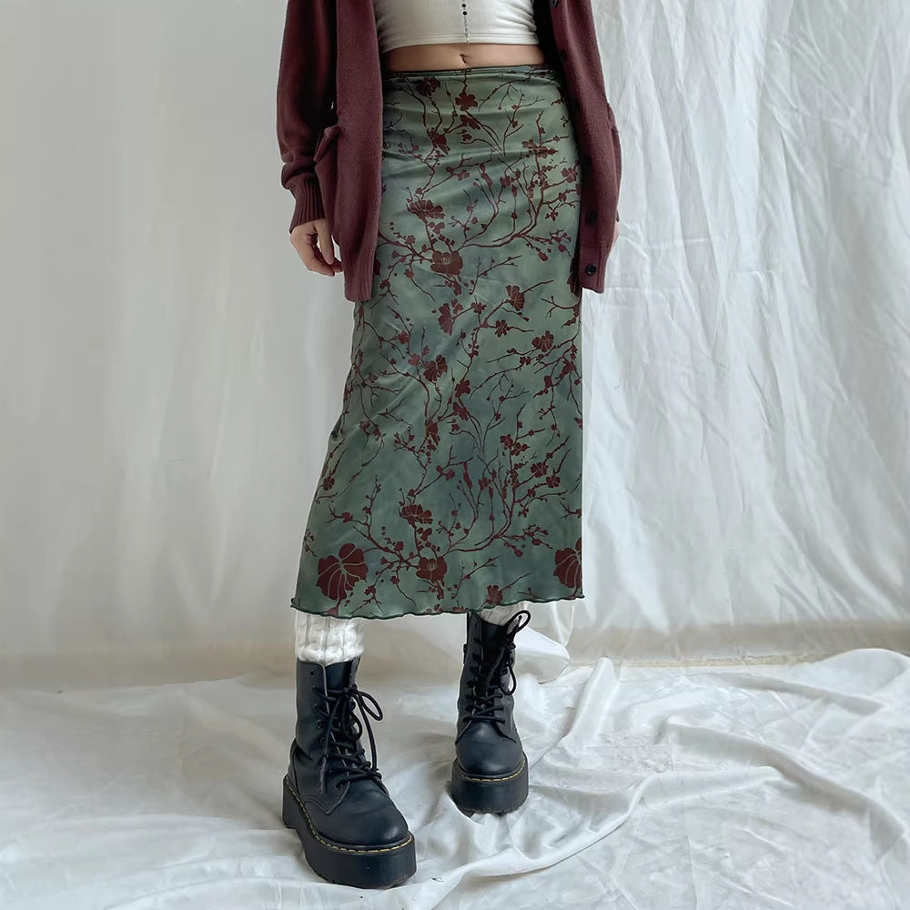Women's Maxi Skirt with Floral Print and Elegant Cut