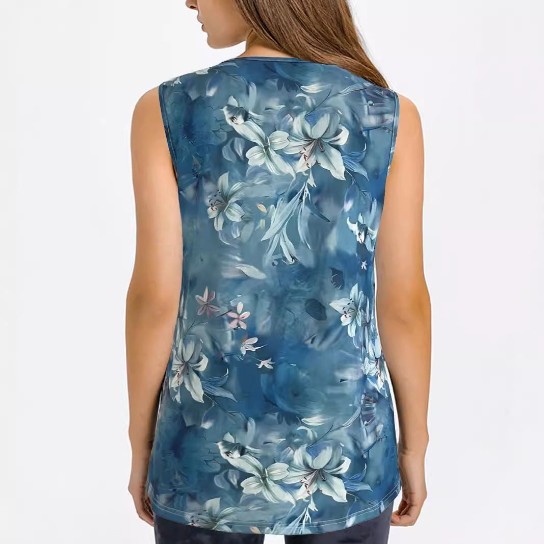 Women's Sleeveless Floral Print Blouse