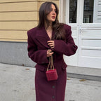 Women's Elegant Textured Wool Coat with Pockets