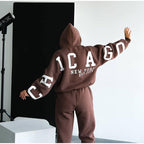 Women's Casual Oversized Sweat Suit with Hood and Elastic Waist