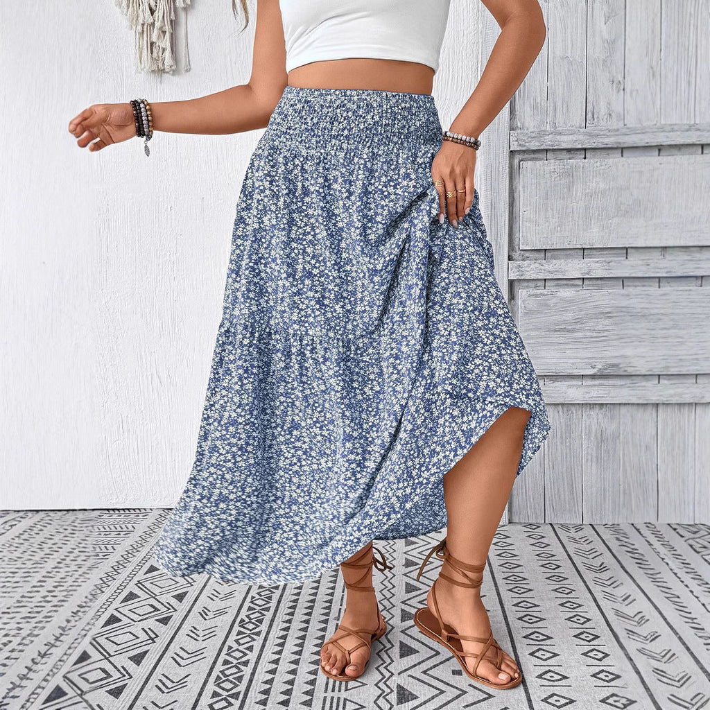 Women's Maxi Skirt with Flowing Cut and Floral Design