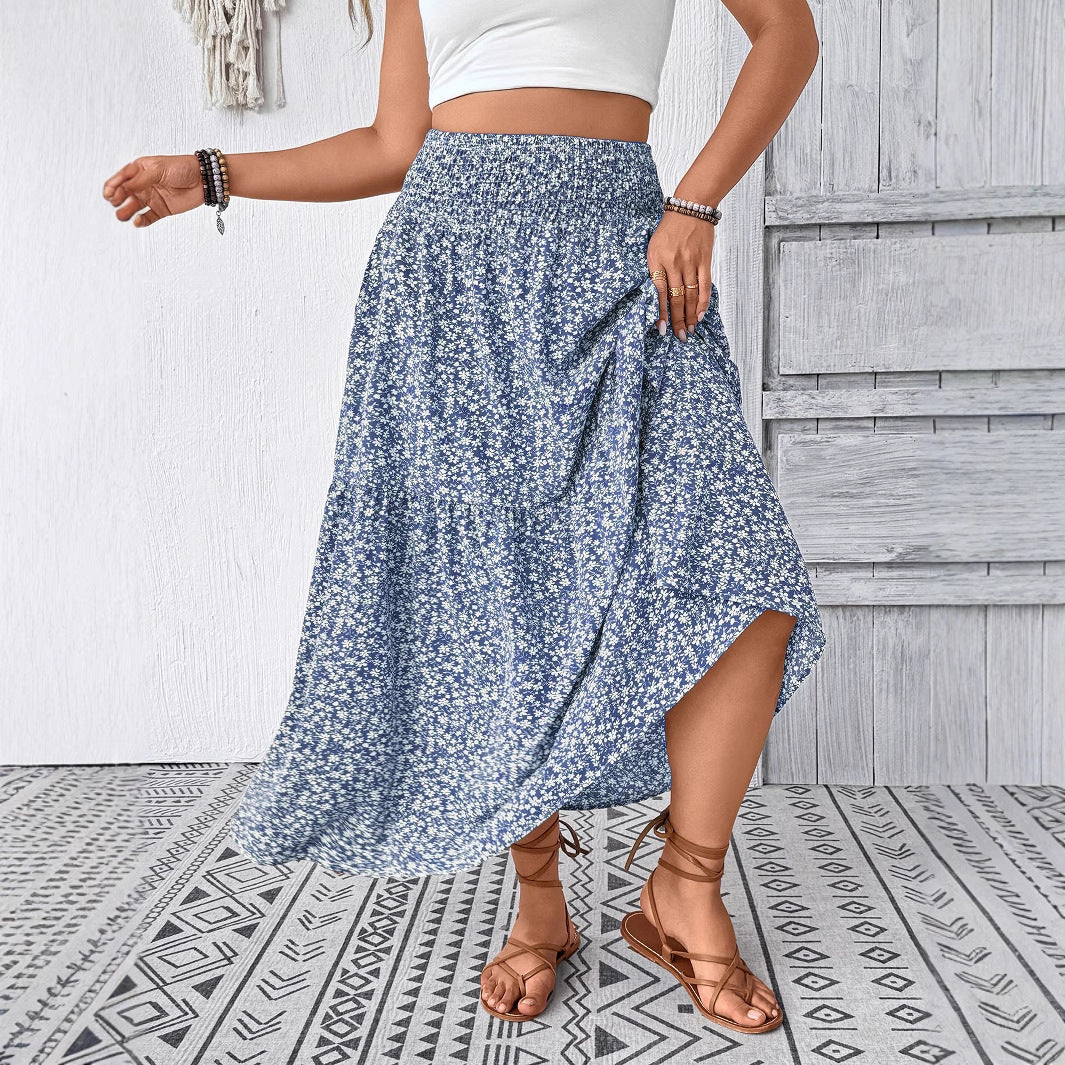 Women's Maxi Skirt with Flowing Cut and Floral Design