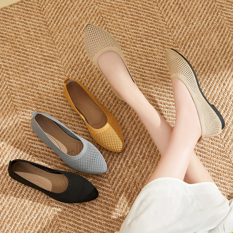 Women's Knit Ballerina Flats with Flexible Footbed