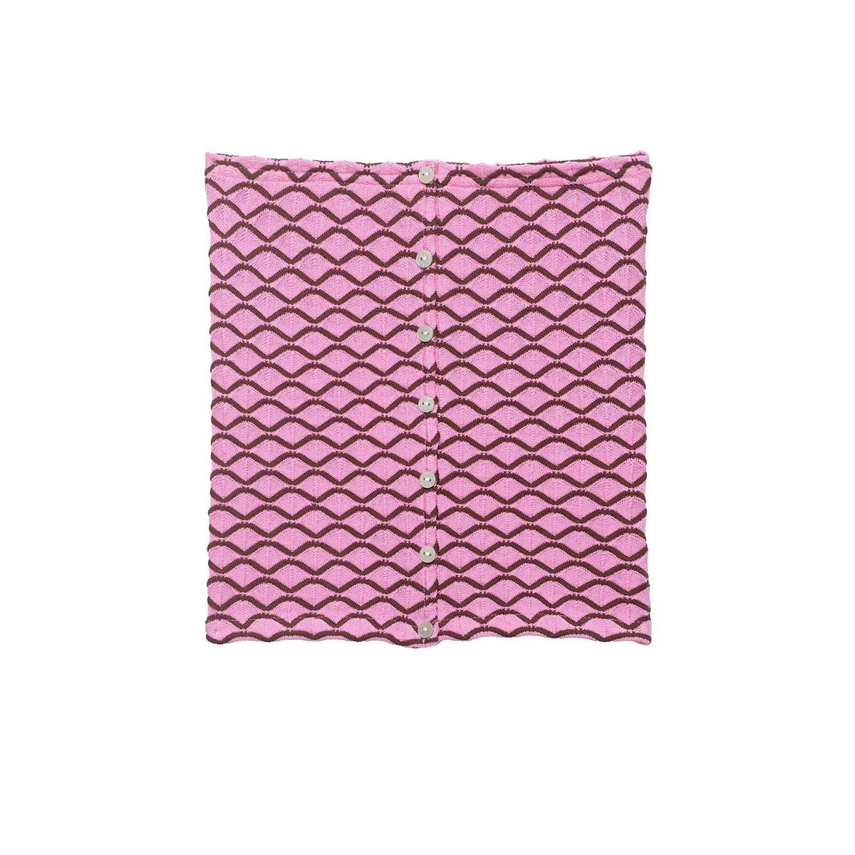 Women's Midi Skirt with Wavy Pattern and Decorative Buttons