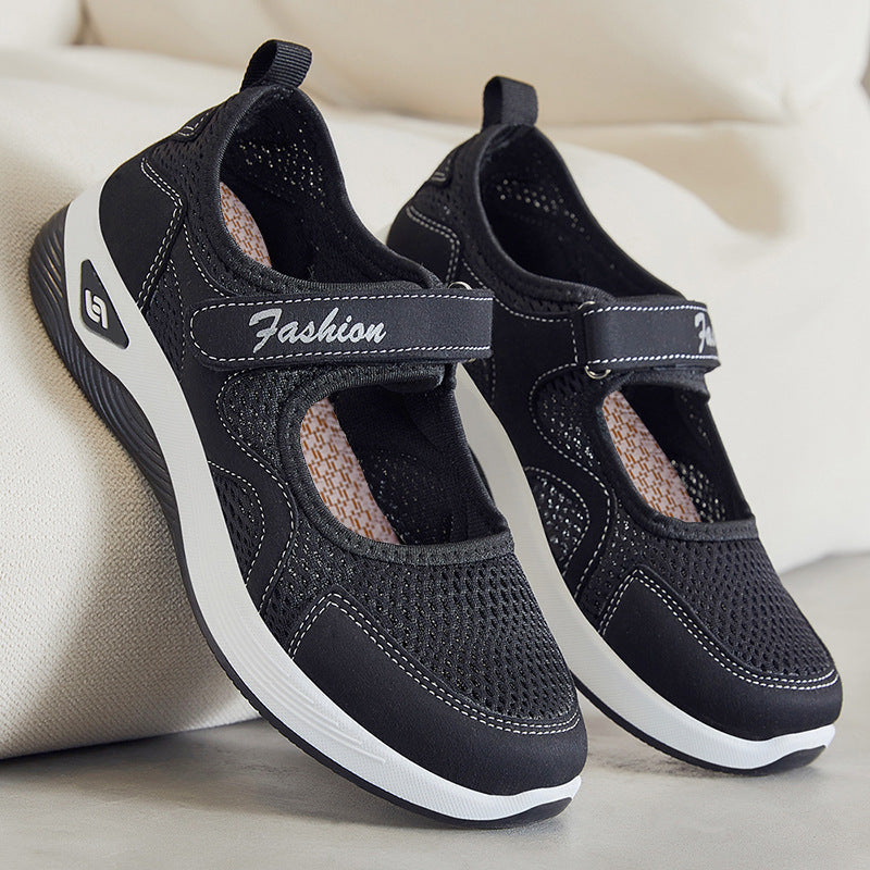 Women's Breathable Casual Shoes with Adjustable Hook-and-Loop Closure